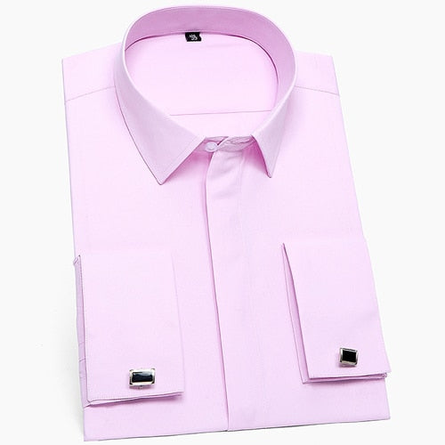 Men's Classic French Cuffs Solid Dress Shirt