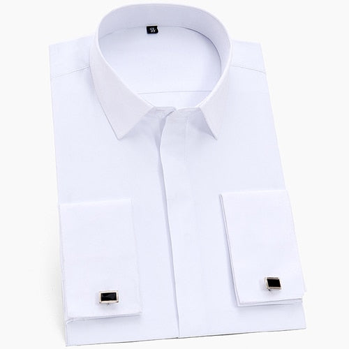 Men's Classic French Cuffs Solid Dress Shirt