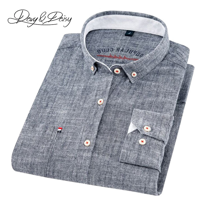 2020 High Quality Men Shirt Long Sleeve Cotton