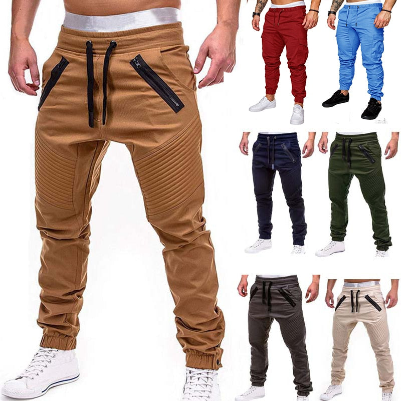Men Casual Joggers Pants Solid Thin