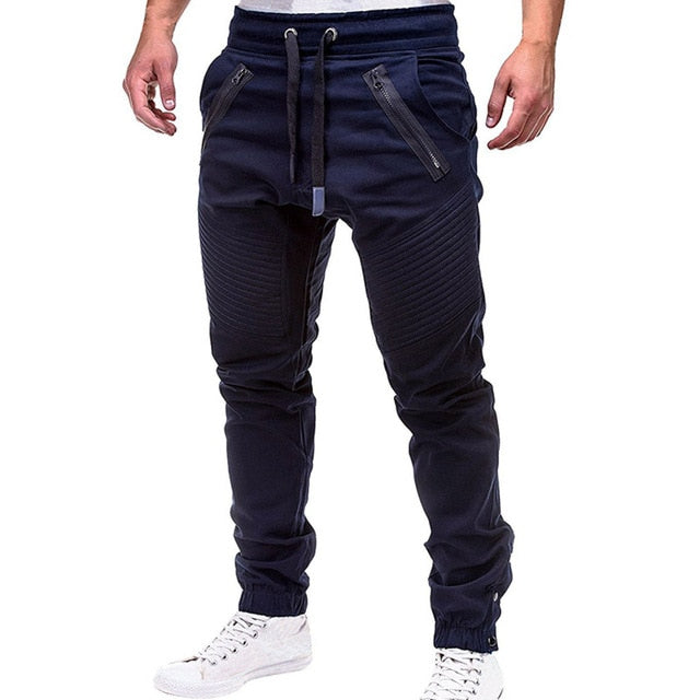 Men Casual Joggers Pants Solid Thin