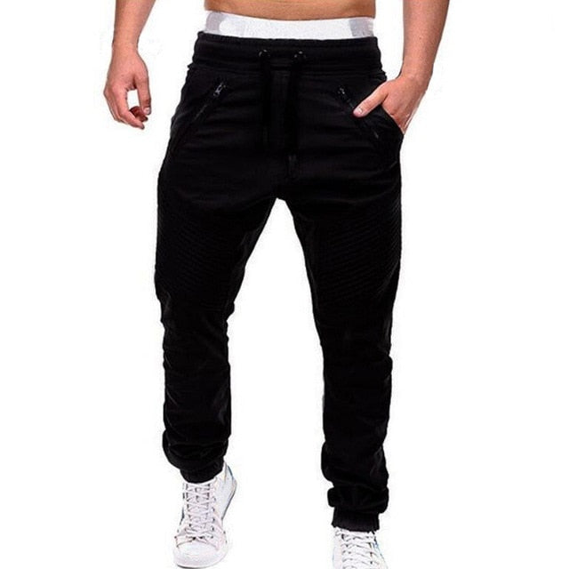 Men Casual Joggers Pants Solid Thin
