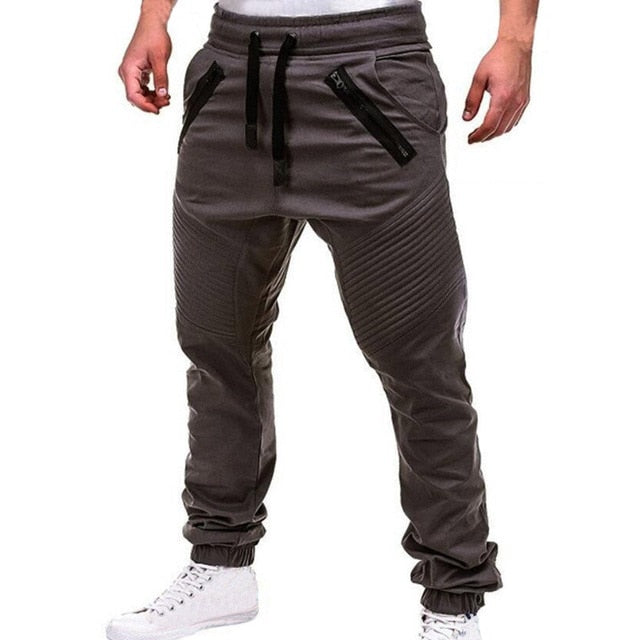 Men Casual Joggers Pants Solid Thin