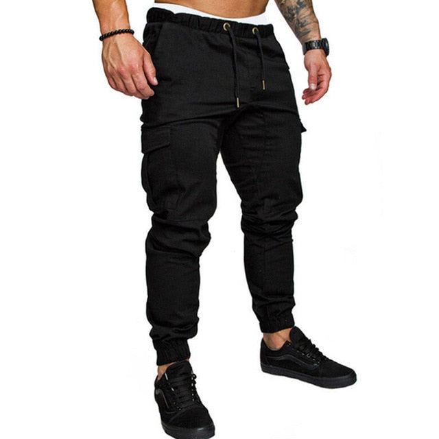 Men Casual Joggers Pants Solid Thin