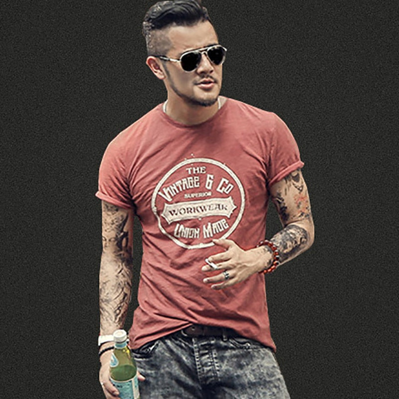 Summer Men New Street Trend Printing Short Sleeve
